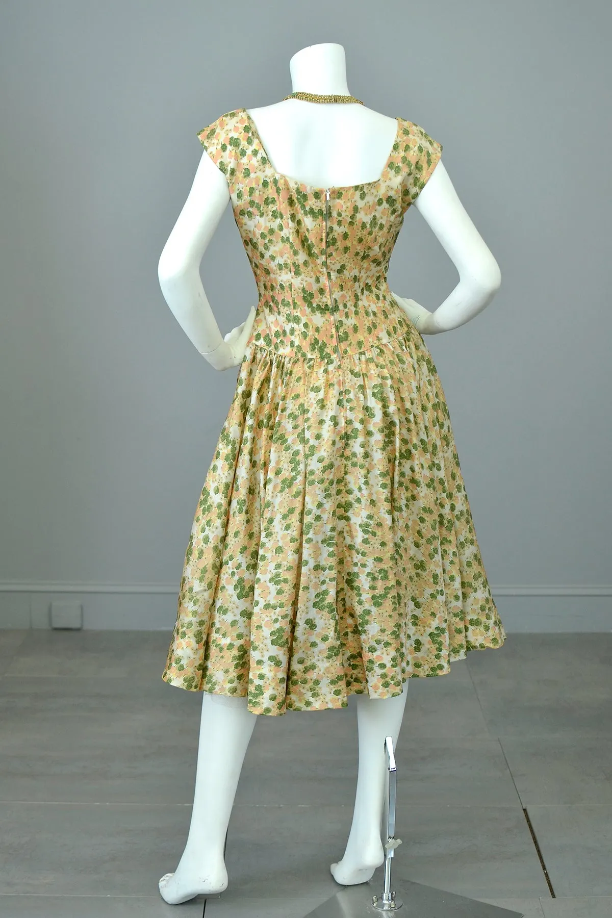 1950s Retro Print Drop Waist Party Dress