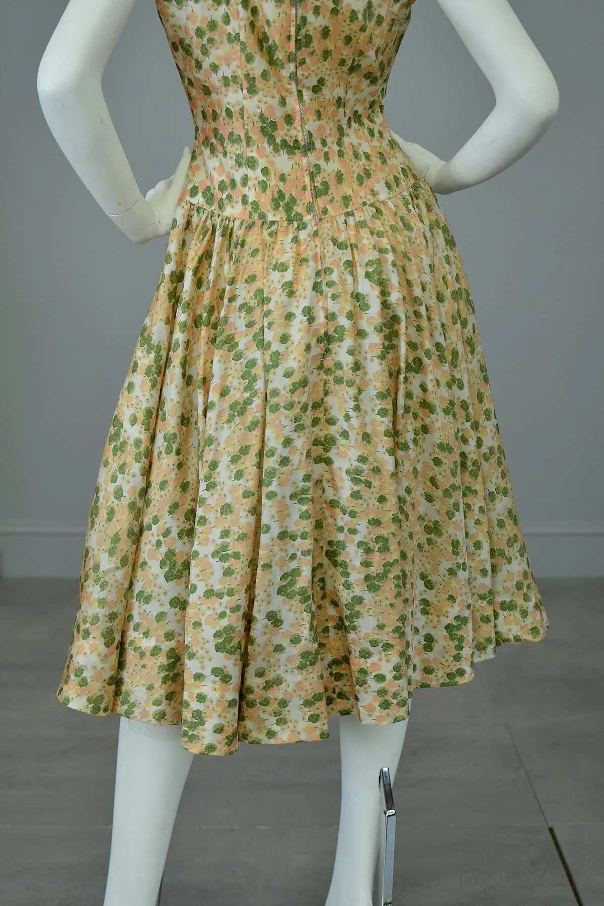 1950s Retro Print Drop Waist Party Dress