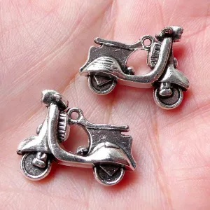 3D Vespa Scooter Charms Motorcycle Motorbike Moped Charm (2pcs / 23mm x 18mm / Tibetan Silver / 2 Sided) Pendant Bracelet Retro Charm CHM917