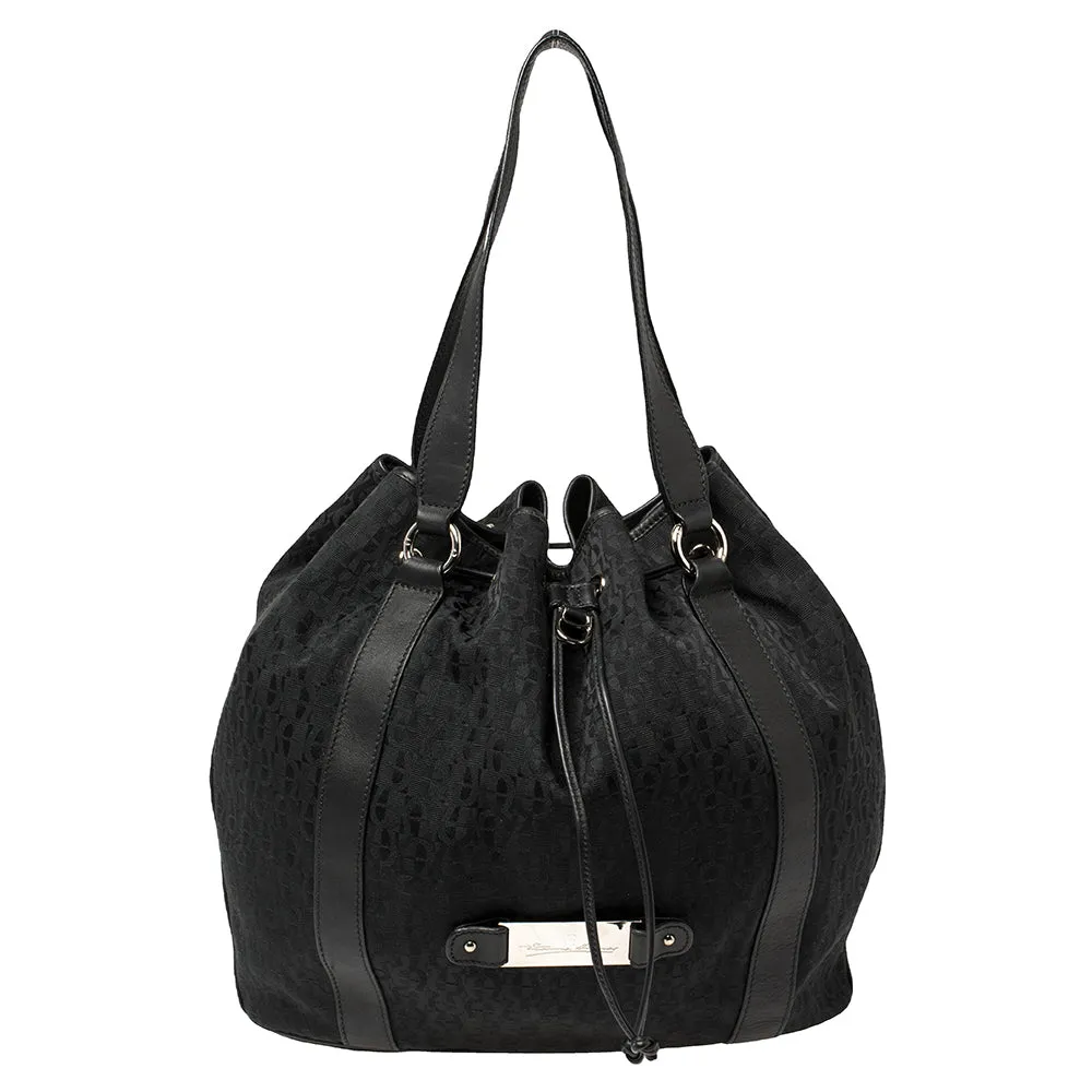 AIGNER Black Signature Canvas And Leather Tote