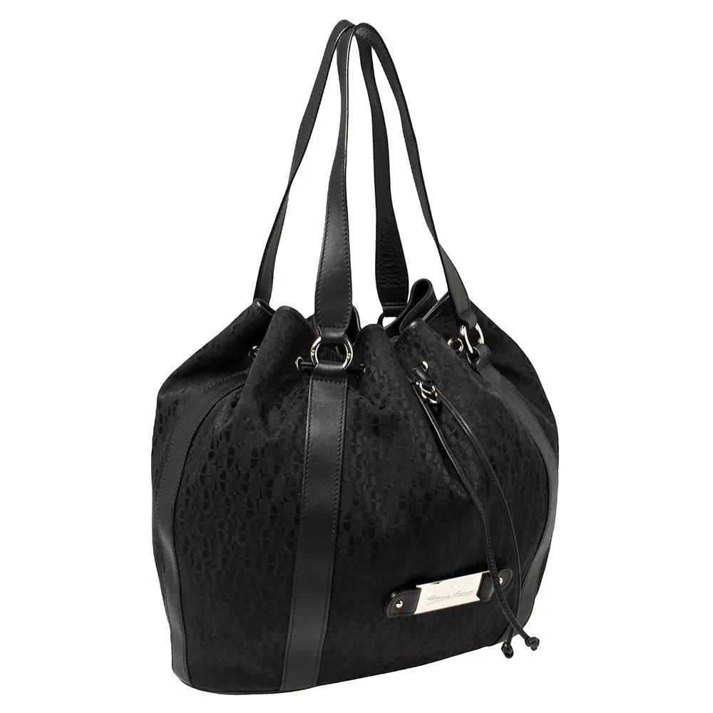 AIGNER Black Signature Canvas And Leather Tote