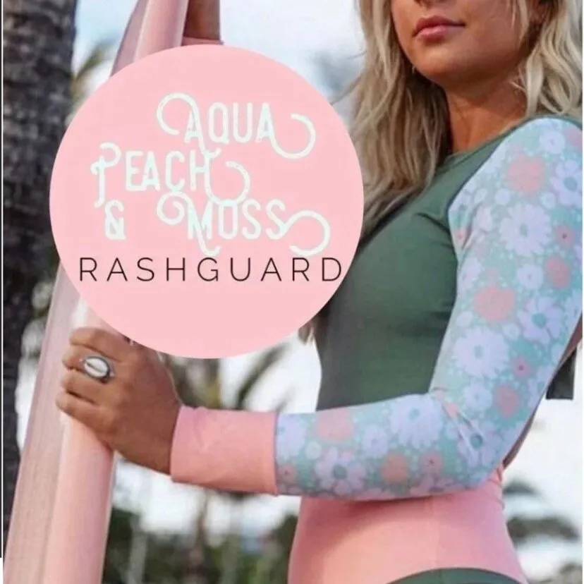 Aqua Peach & Moss Rashguard - S - XL one-piece