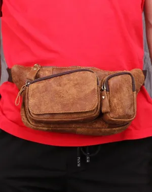 Badass Leather Fanny Pack Men's Brown Hip Bag Bum Bag Waist Bag For Men