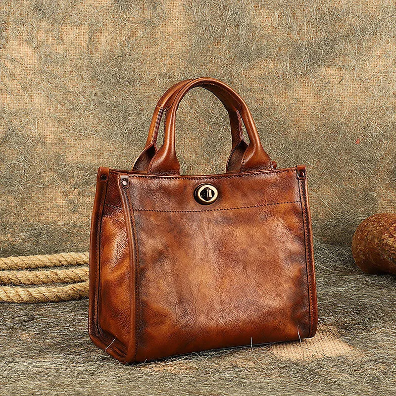 Best Brown Leather Womens Small Handbag Vintage Sqaure Crossbody Purse for Ladies