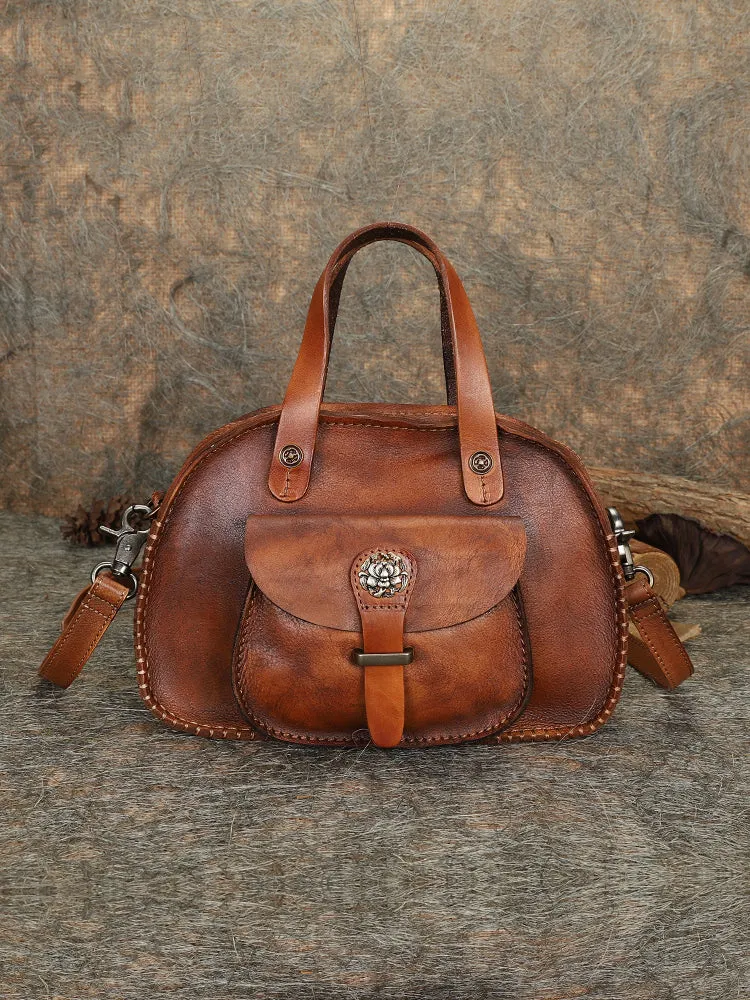 Best Brown Leather Womens Vintage Handbag Handmade Crossbody Purse for Ladies