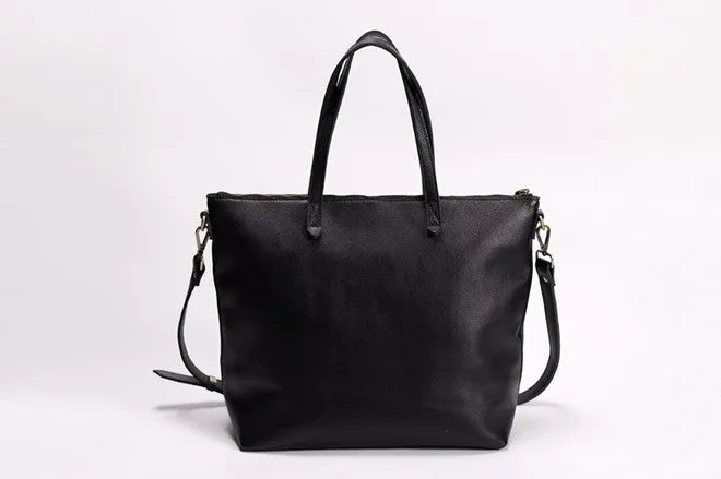 Black LEATHER Large WOMENs Tote Bag Tote Shoulder Purses FOR WOMEN