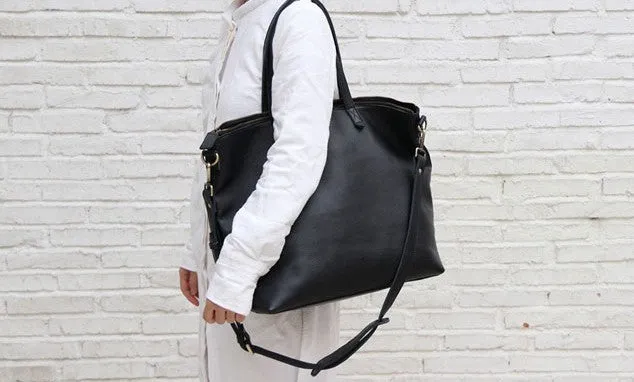 Black LEATHER Large WOMENs Tote Bag Tote Shoulder Purses FOR WOMEN