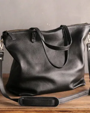 Black LEATHER Large WOMENs Tote Bag Tote Shoulder Purses FOR WOMEN