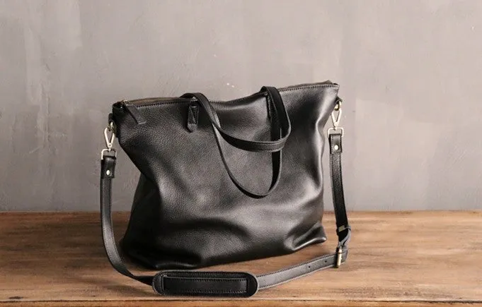 Black LEATHER Large WOMENs Tote Bag Tote Shoulder Purses FOR WOMEN