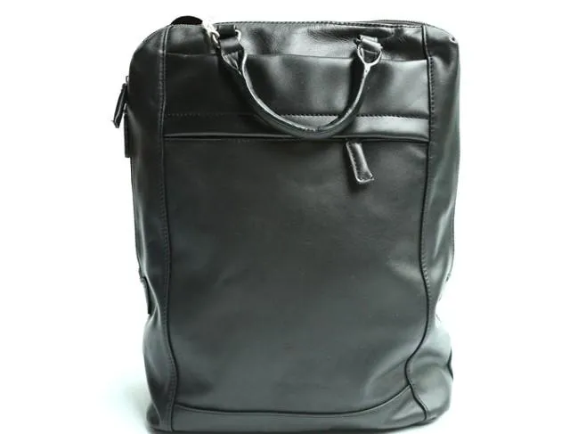 Black Leather Mens Backpack Travel Backpack Laptop Backpack for men