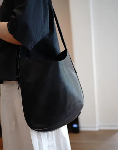 Black Leather Shoulder Tote Bag Women Crossbody Tote Purse for Women