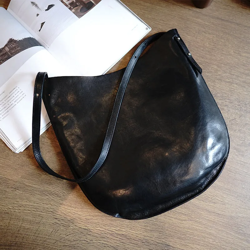 Black Leather Shoulder Tote Bag Women Crossbody Tote Purse for Women