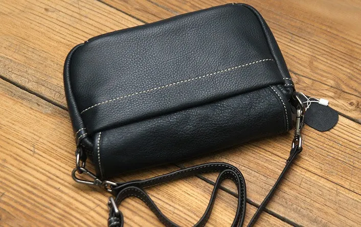 Black LEATHER WOMEN Messenger Bag SHOULDER BAG Crossbody Purses FOR WOMEN