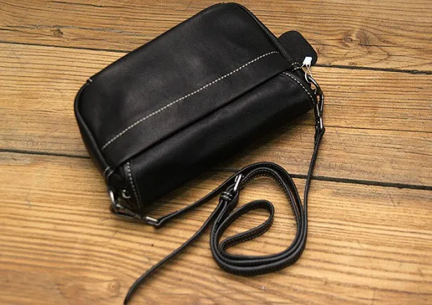 Black LEATHER WOMEN Messenger Bag SHOULDER BAG Crossbody Purses FOR WOMEN