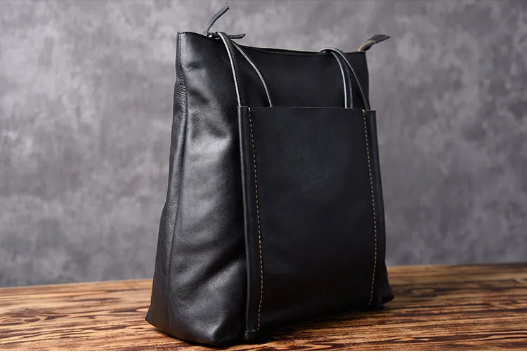 Black Women Leather Large Tote Bag Shopper Bag For Women