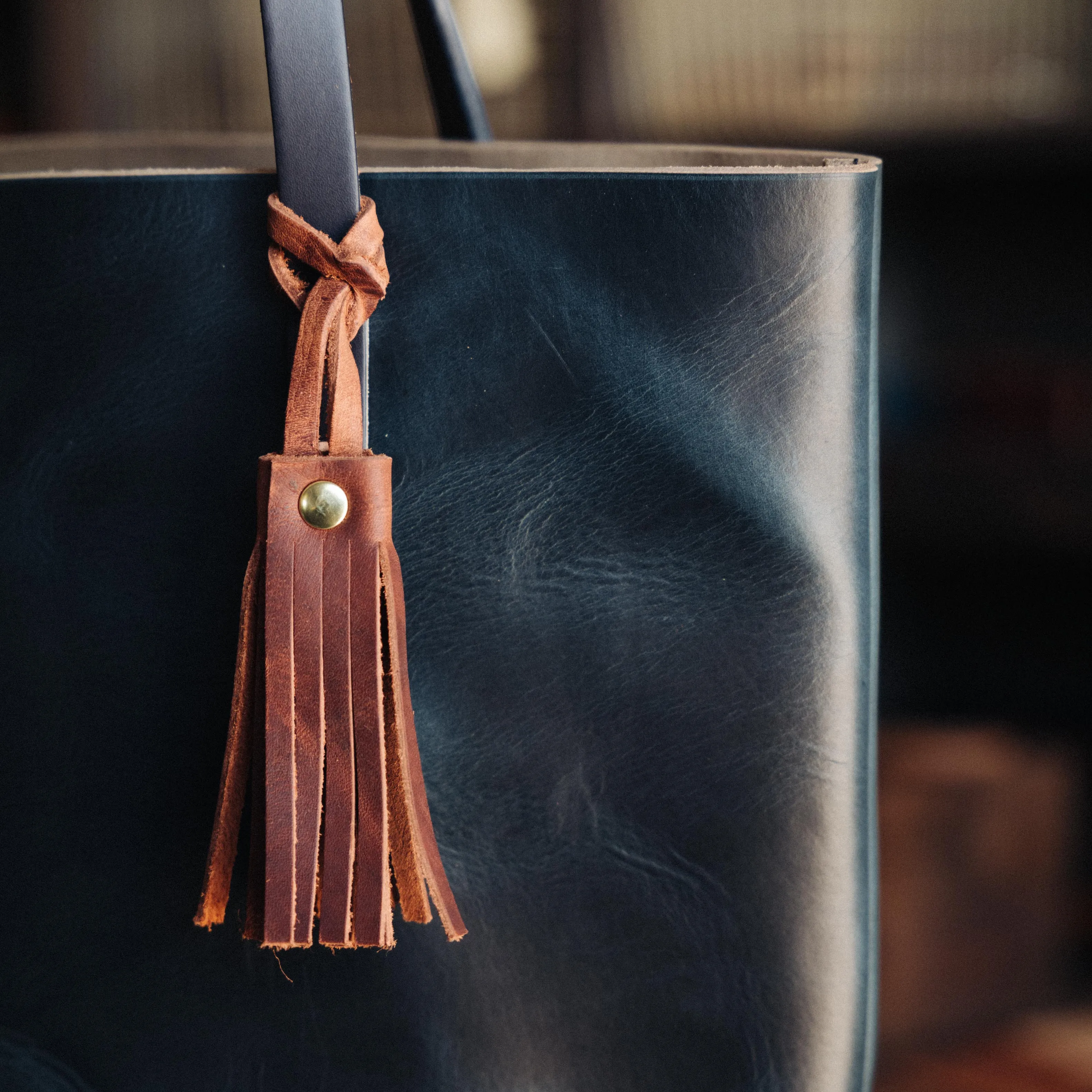 Blue Cypress Leather Tassel