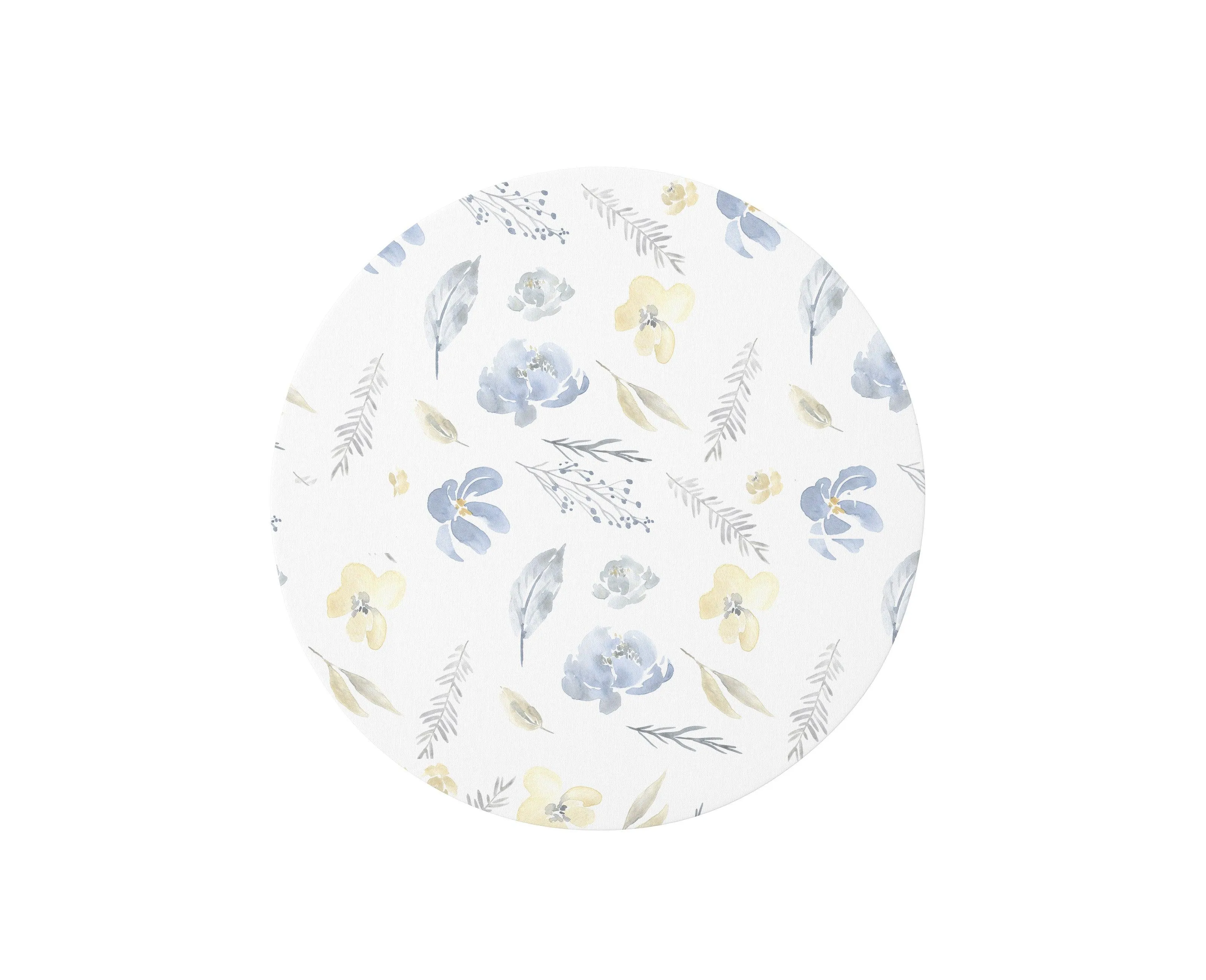 Blue Floral Circular Playmat/ Rug