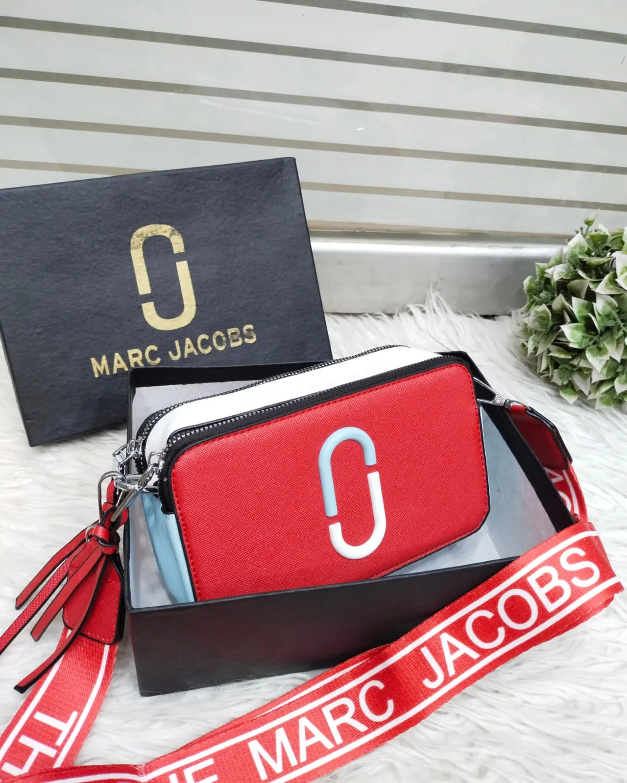 Branded Crossbody Women Bag MARC JACOBS With Box (White/Red)