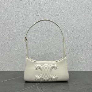 CE Cuir Triomphe Shoulder Bag White For Women 9.4in/24cm