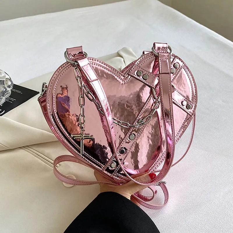 Chain Heart-Shaped Shoulder Bag – Large Capacity Love Bag for Women