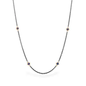 Contrast Petite Stone Necklace in Lapis