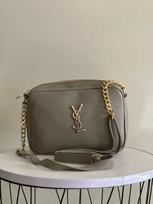 Elegant Women Bag - YSL-Inspired Crossbody with Chain Strap (Grey)