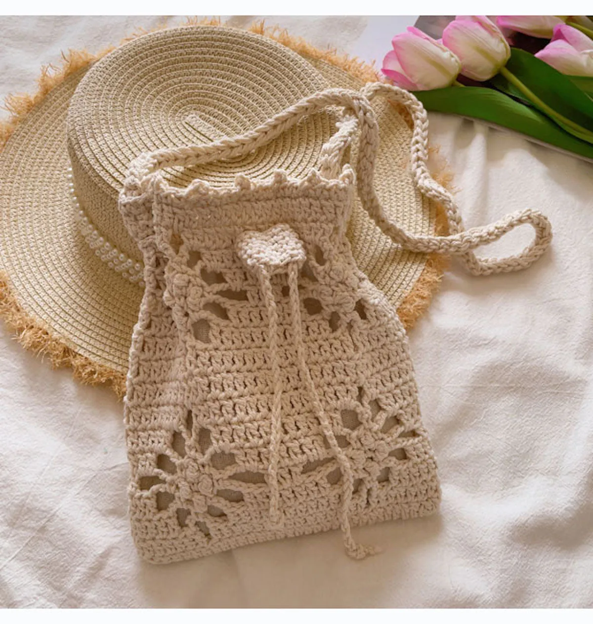 Elena Handbags Crochet Floral Crossbody Bag