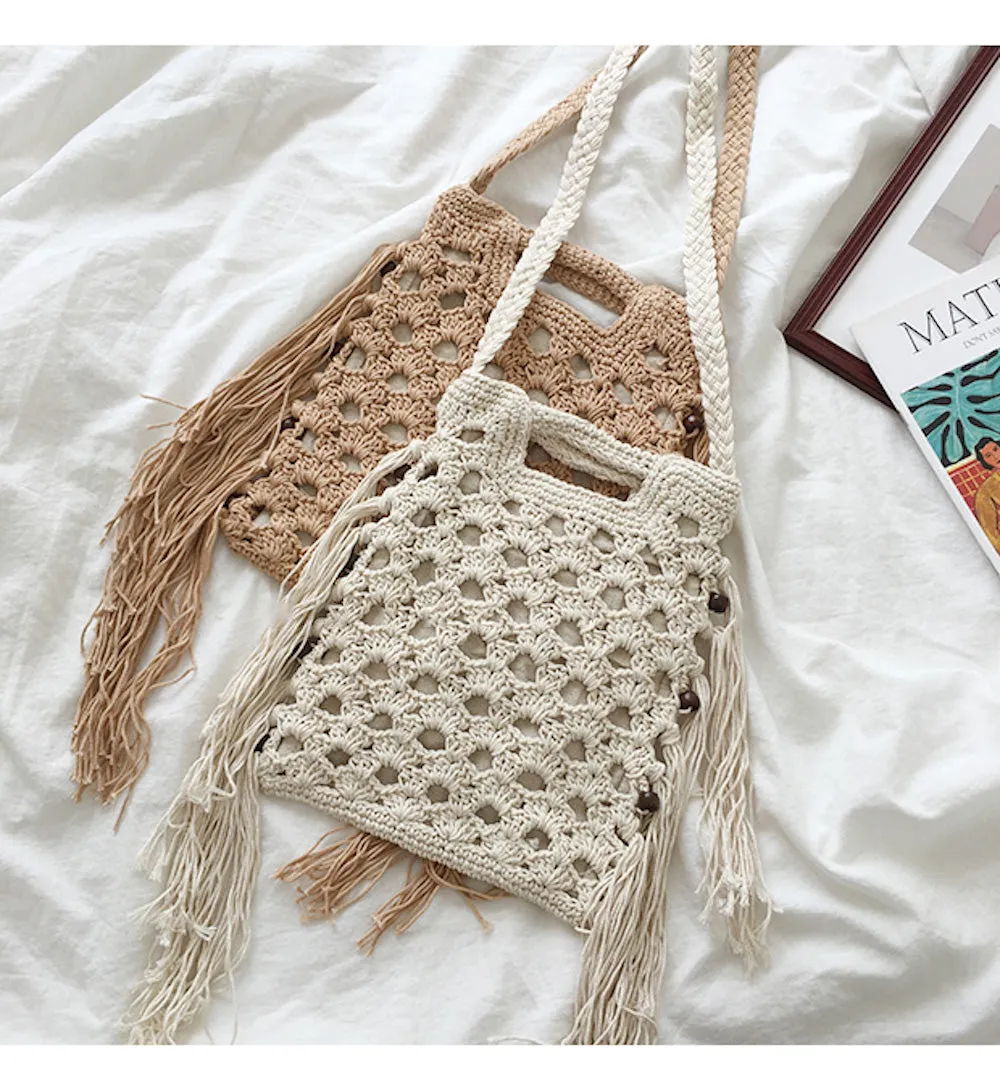 Elena Handbags Retro Cotton Crochet Shoulder Bag