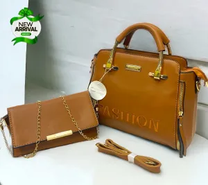 Fashion 2 Pcs Imported Bag Set for Girls - (Dark Brown)