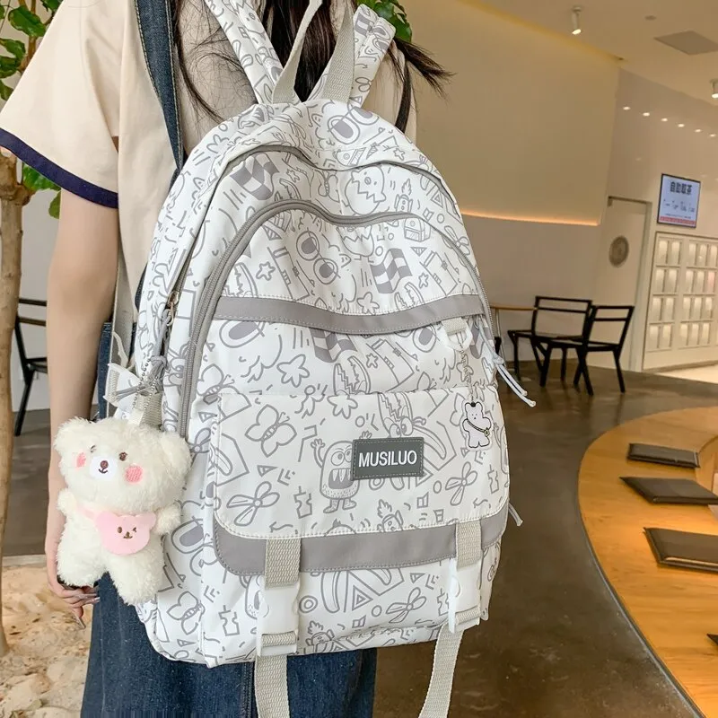 Fashion Backpack For Women School Bags Men Travel Rucksack Graffiti Boy Girl Student Bag Female College Knapsack Laptop Mochila