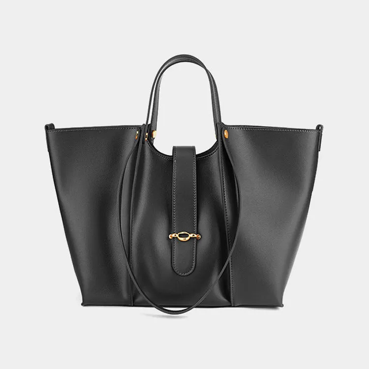 Genuine Leather Large Capacity Tote Bag – High-Grade Elegance for Women