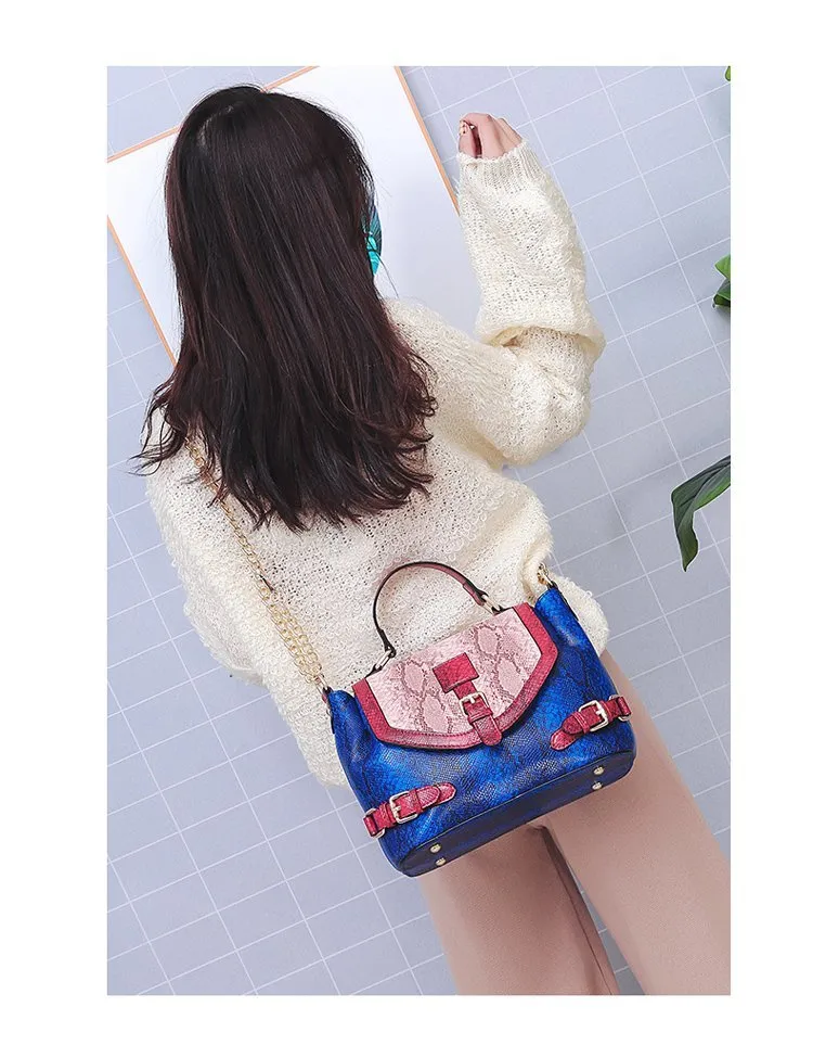 Handbags Luxury Snake Serpentine Shoulder Bag Tote Patchwork