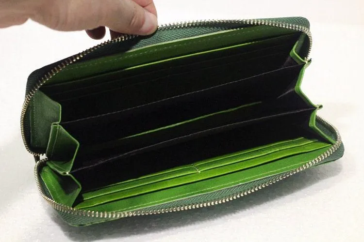 Handcrafted Genuine Leather Wallet | Embossed Purse | Women Leather Clutch | Women's Leather Wallets | Green Purse