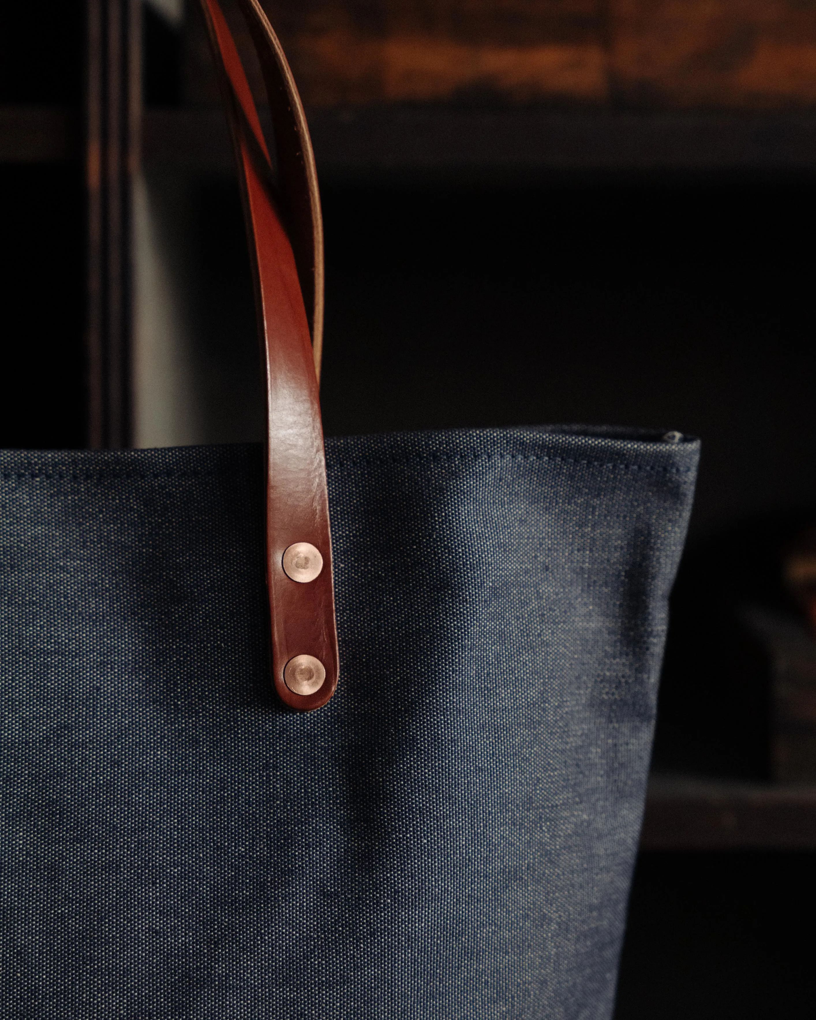 Heather Blue Canvas Mini Panel Tote