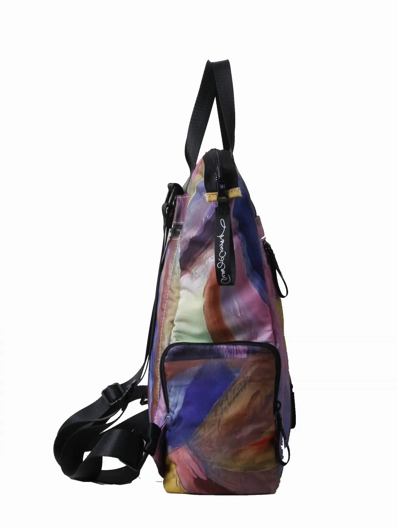 KoreaCA25B Multi colored reversible  canvas/nylon tote/knapsack