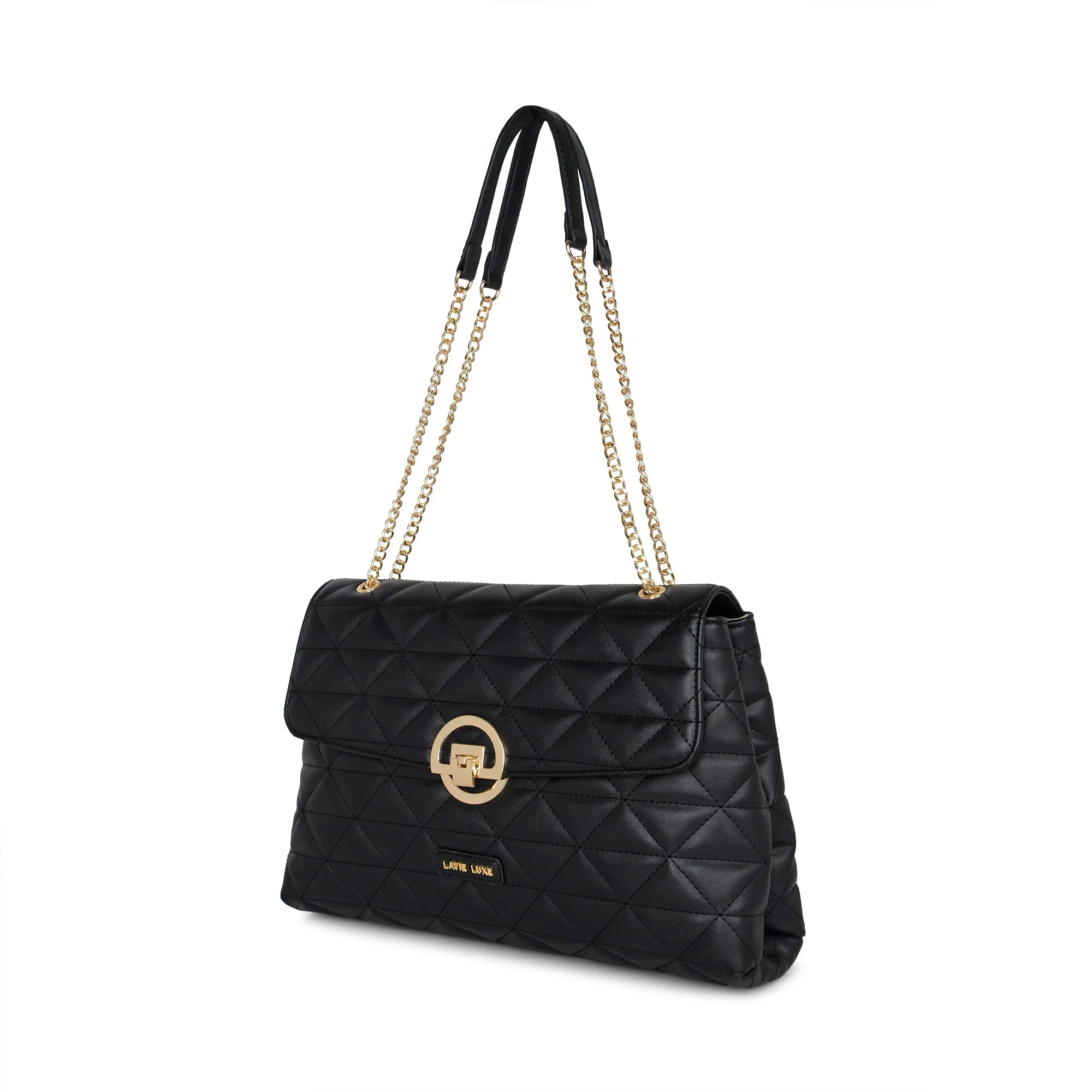 Lavie Luxe Black Large Women's Eden Flap Satchel Bag