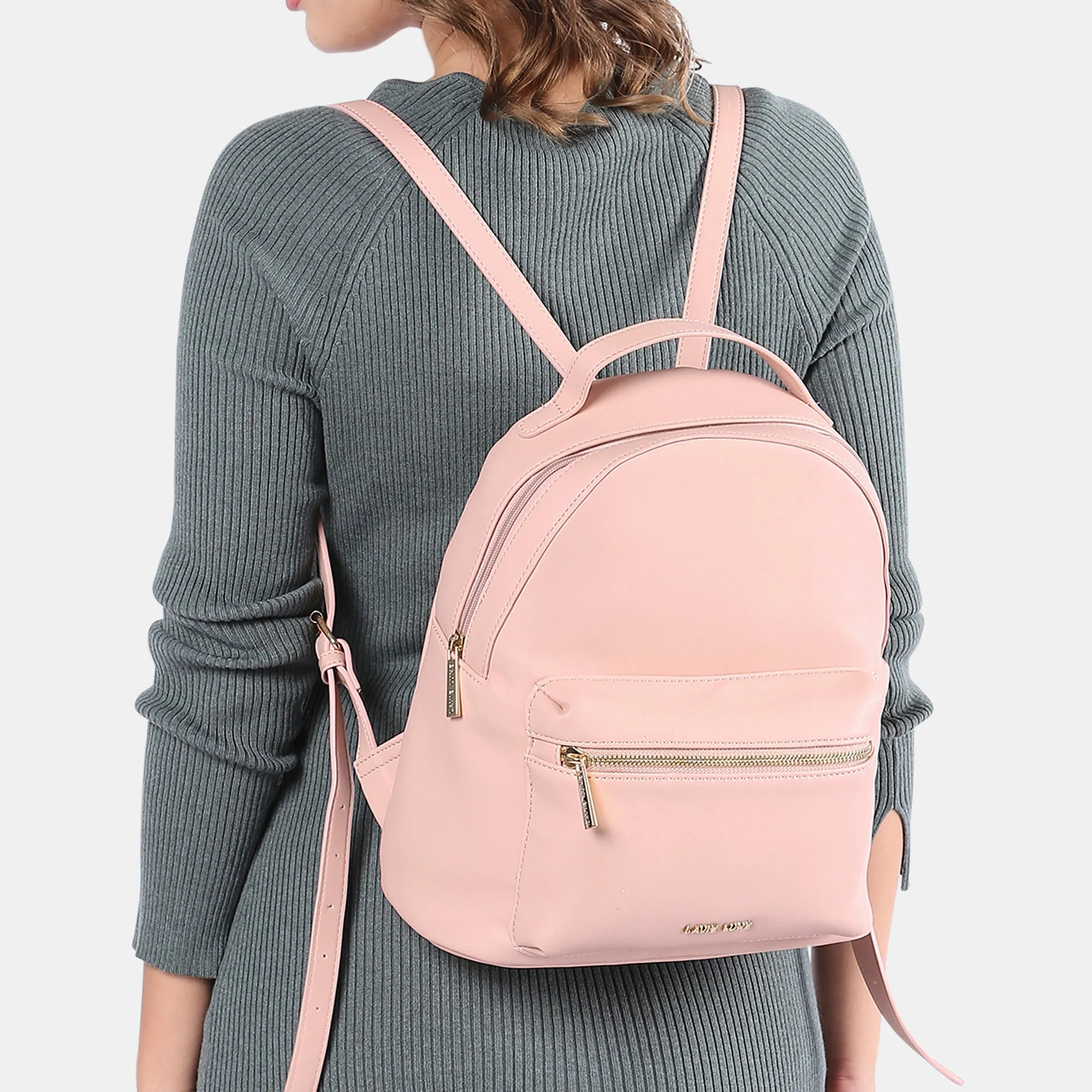 Lavie Luxe Light Pink Medium Women's Waffle Girl's Backpack