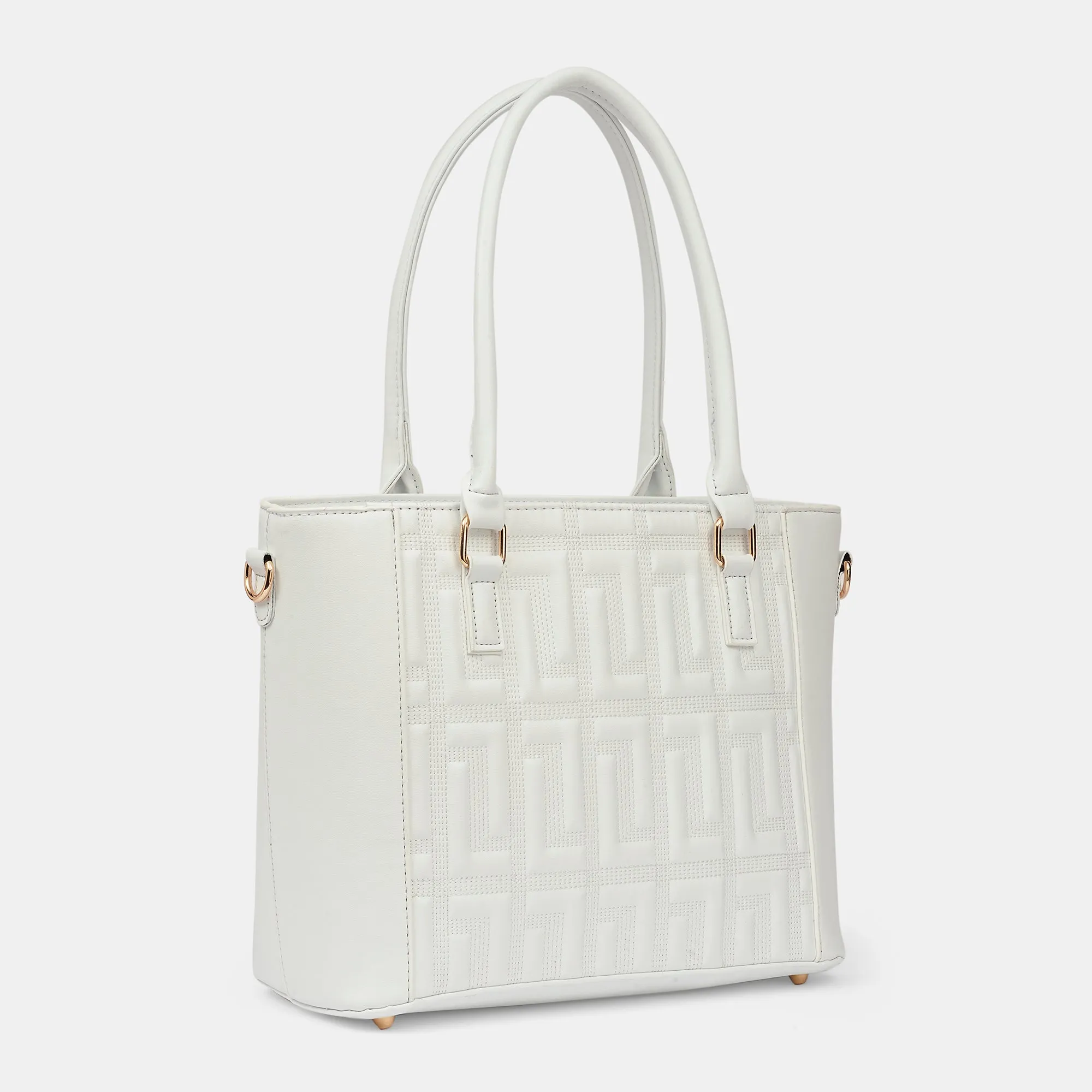 Lavie Luxe Mare White Medium Women's Tote Handbag