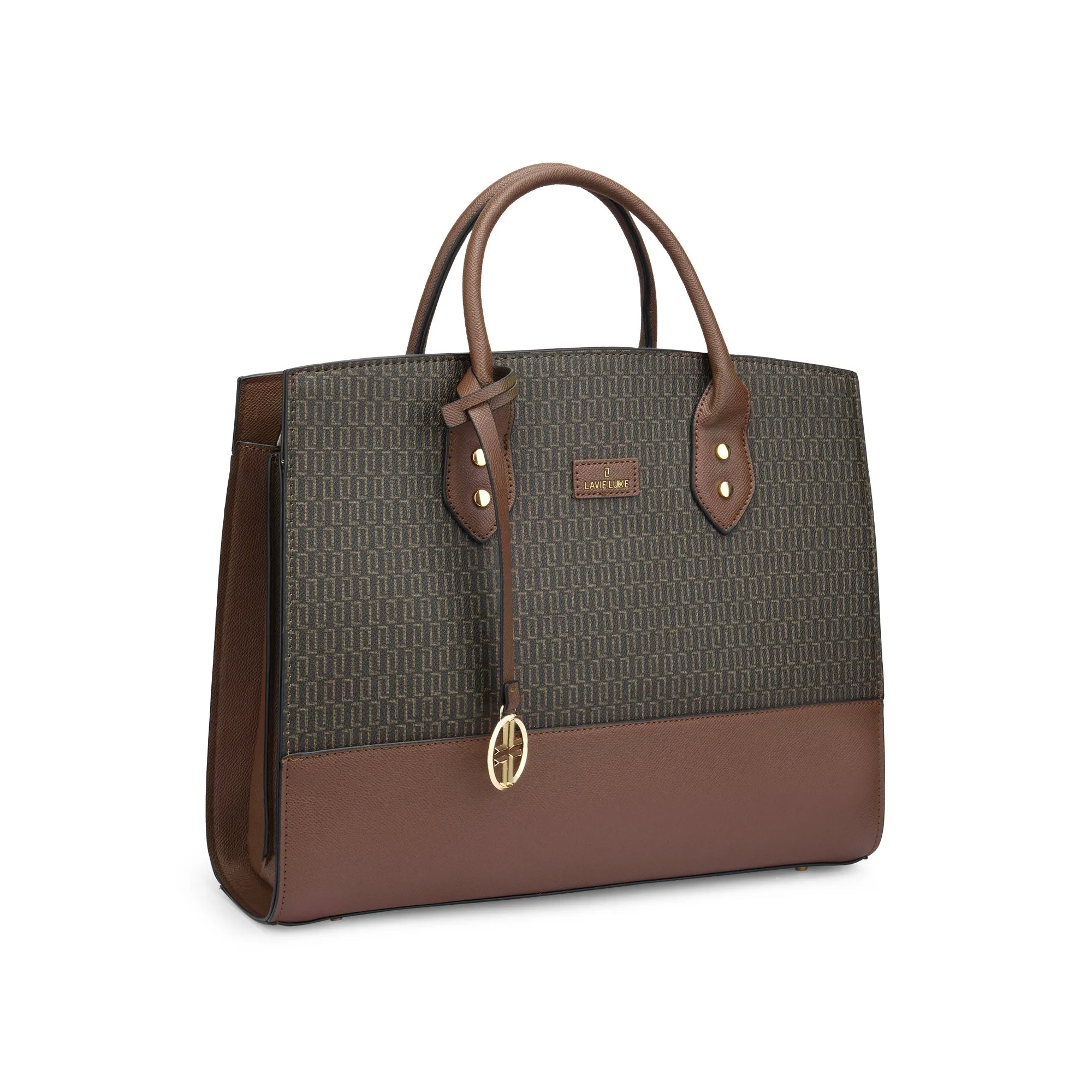 Lavie Luxe Monogram Ellon Choco Large Women's Satchel