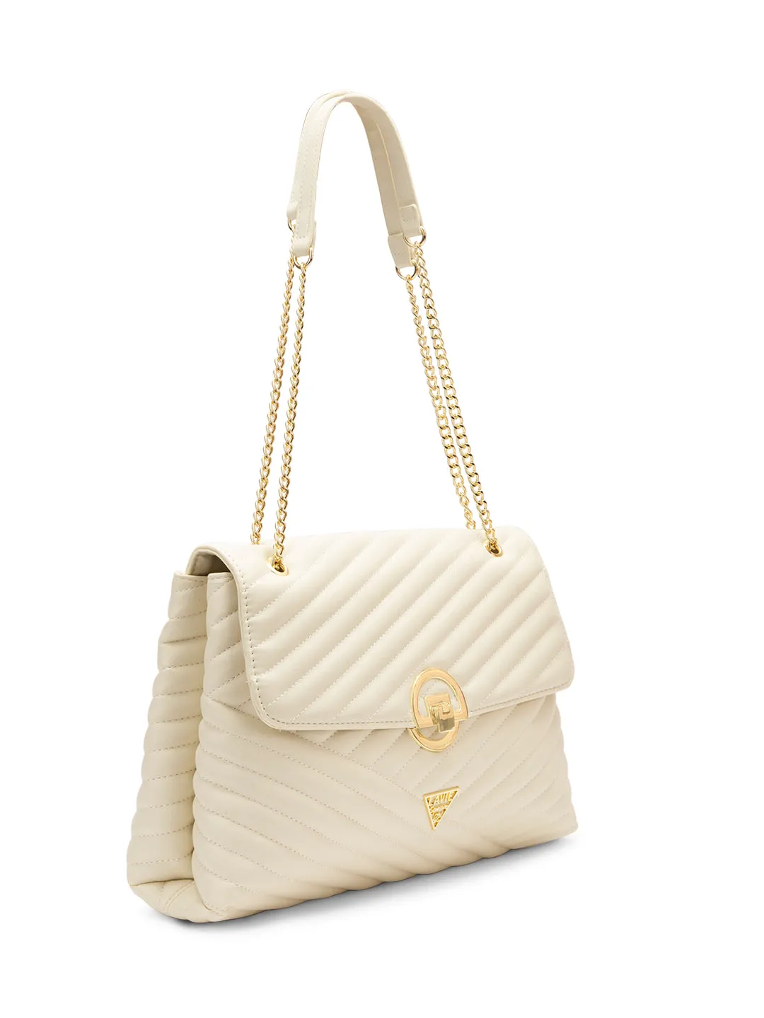 Lavie Signature Denver Large Off White Womens Quilted Flap Satchel