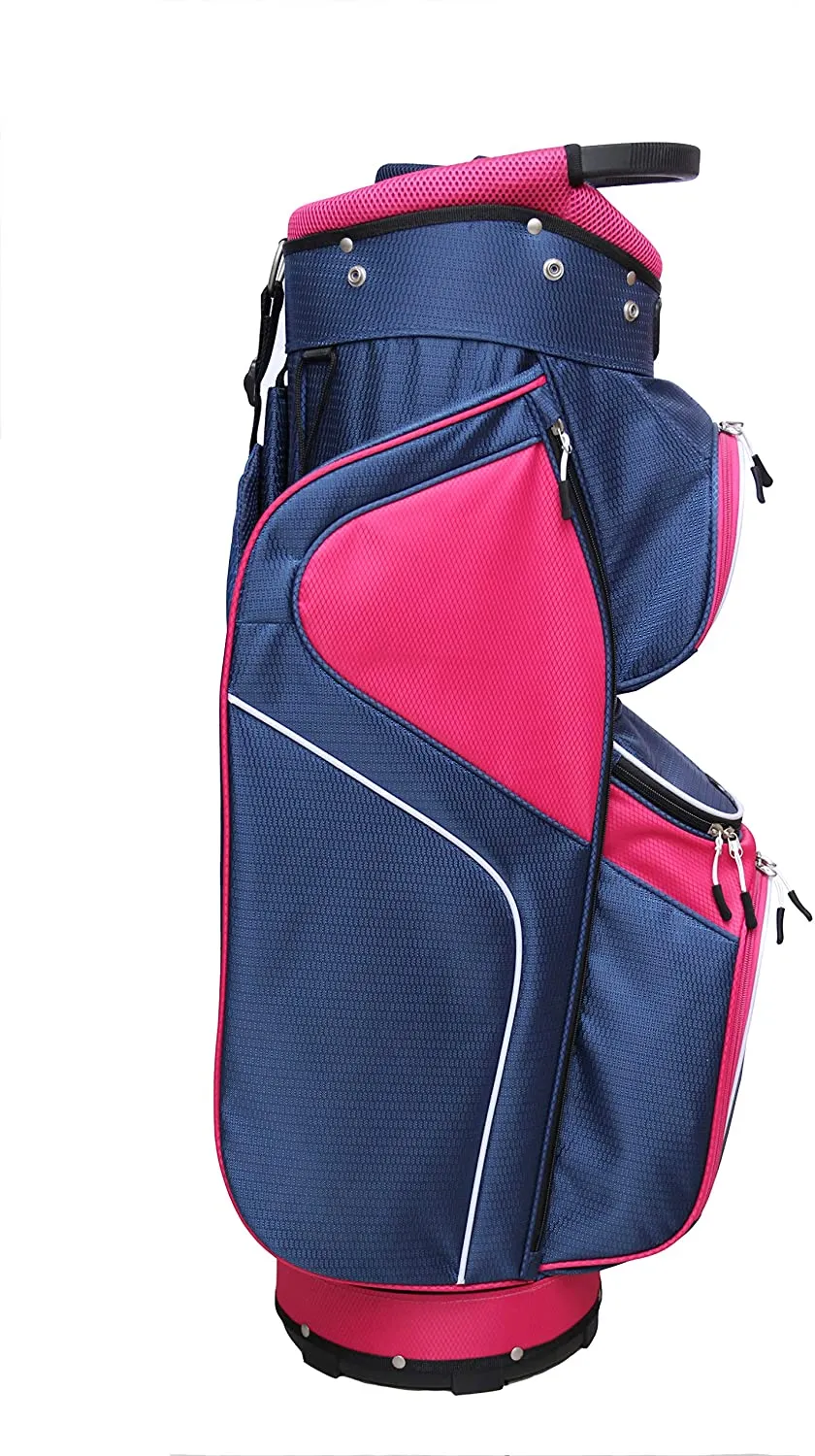 Majek Navy Blue Pink Golf Bag 9 inch 14-Way Friendly Separator Top