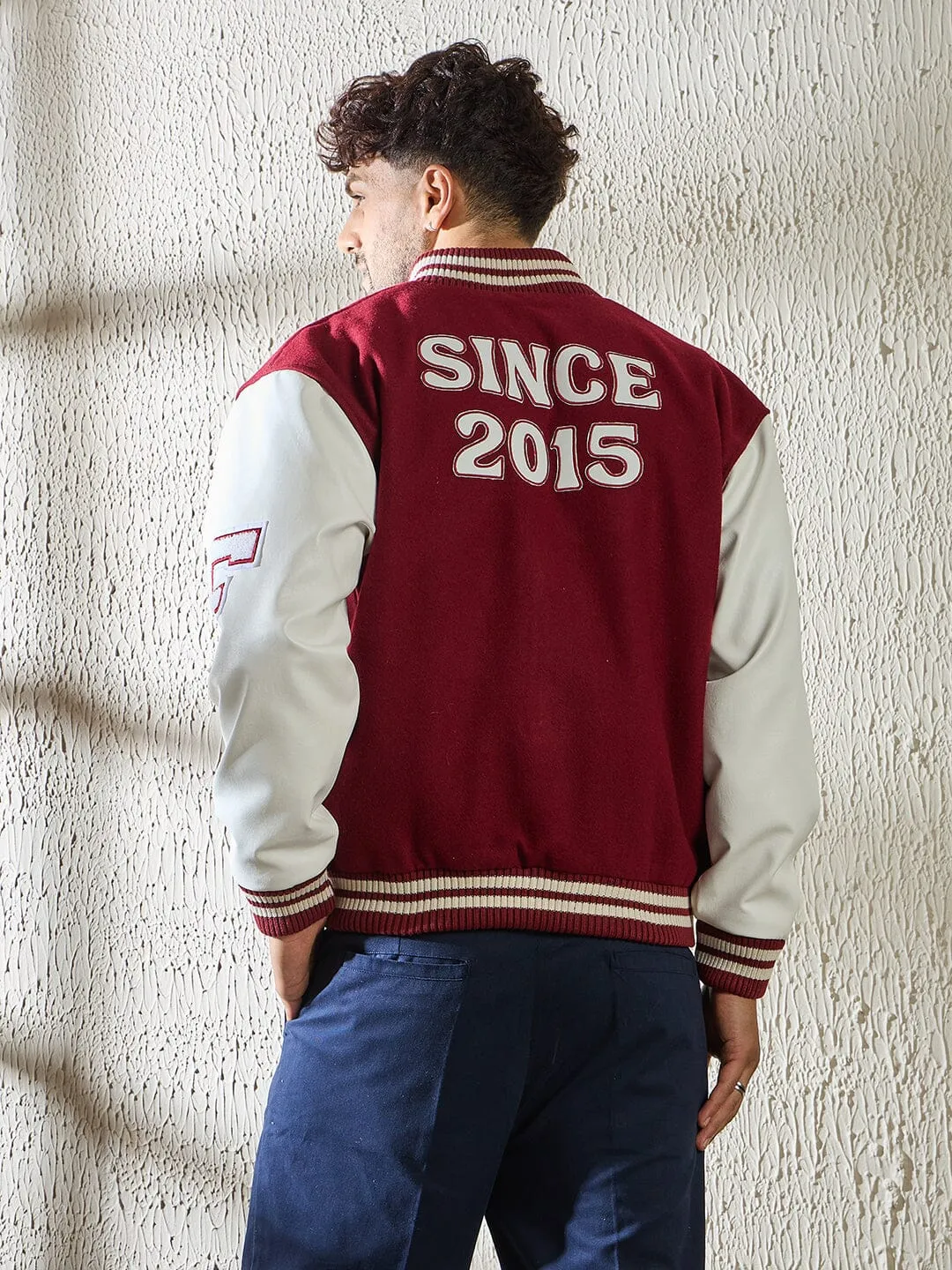 Maroon Statement Woollen Varsity Jacket