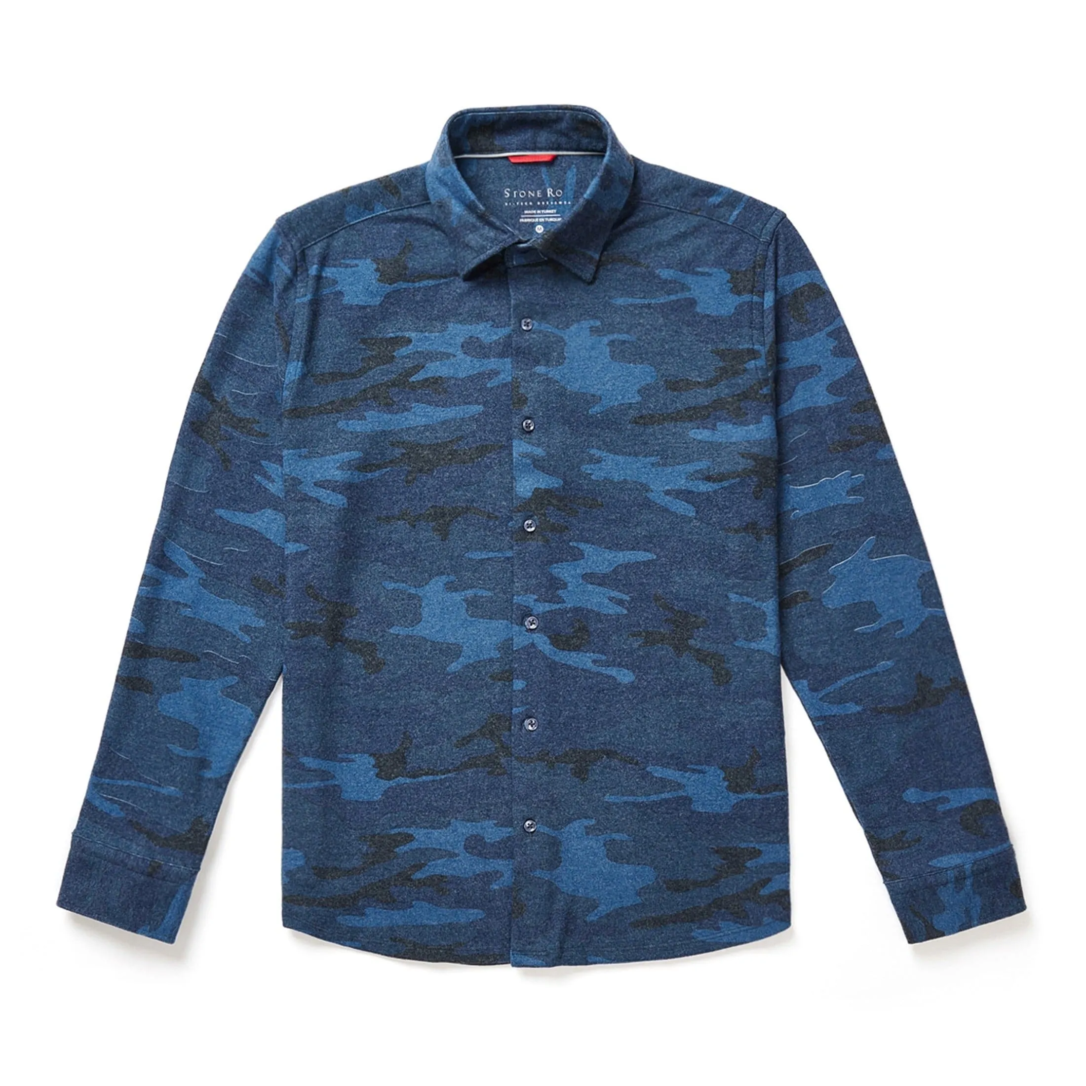 Navy Camouflage Print Jersey Shirt