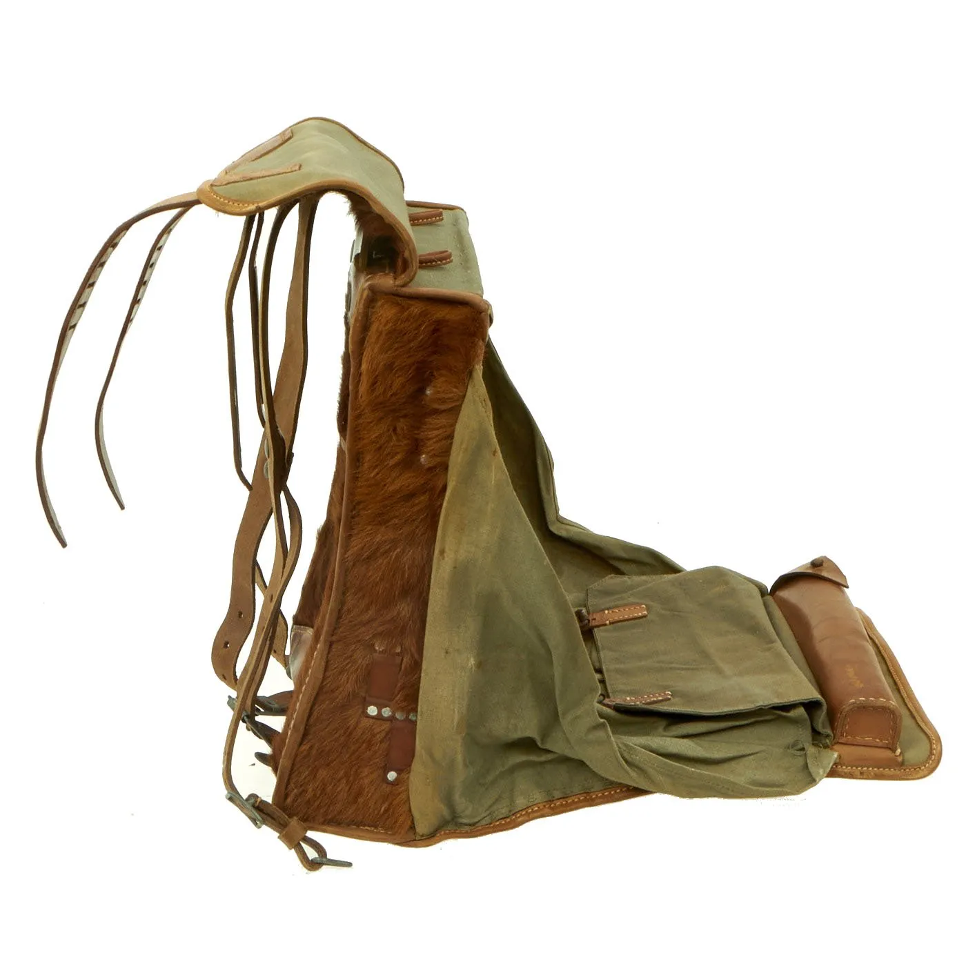 Original German WWII Radio Signalman #2 Fernsprechtornister Cowhide Backpack - Dated 1940