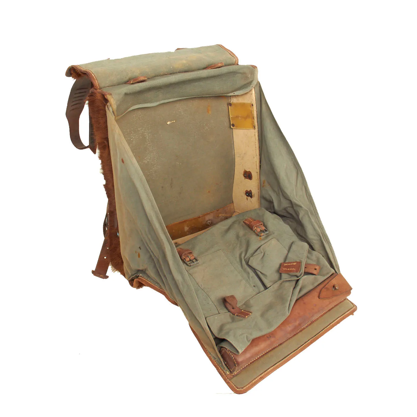 Original German WWII Radio Signalman #3 Fernsprechtornister Cowhide Backpack and Tornister 34 Backpack - Dated 1937 * 1938 - 2 Packs