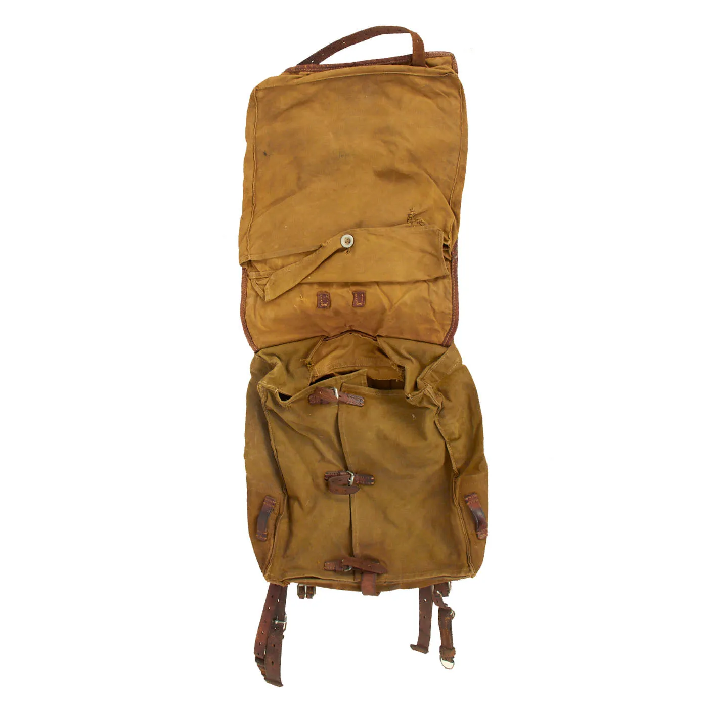 Original German WWII Radio Signalman #3 Fernsprechtornister Cowhide Backpack and Tornister 34 Backpack - Dated 1937 * 1938 - 2 Packs