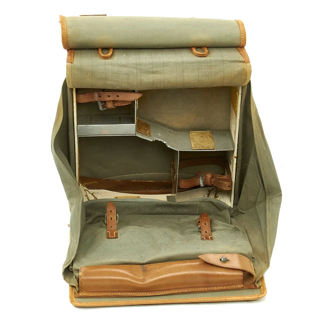 Original German WWII Radio Signalman #3 Fernsprechtornister Cowhide Backpack - Dated 1940