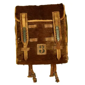 Original German WWII Radio Signalman #3 Fernsprechtornister Cowhide Backpack - Dated 1943