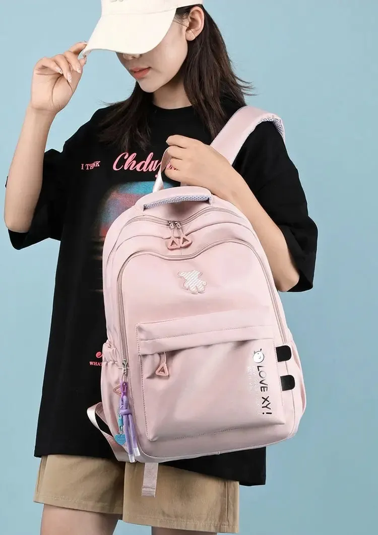 Pink Student Schoolbag Junior High School Boys and Girls Backpack 1688-12