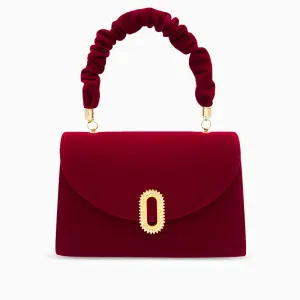 Priscilla Red Velvet Handbag